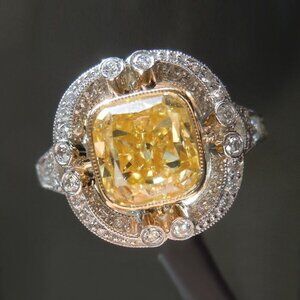 💥 Noble Large Square Royal Yellow Gemstone Zircon Rings for Women, PD444
